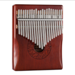 Kalimba Lotus Çiçeği Desen Maun Kırmızı 21 Notalı Avuç Dayanaklı