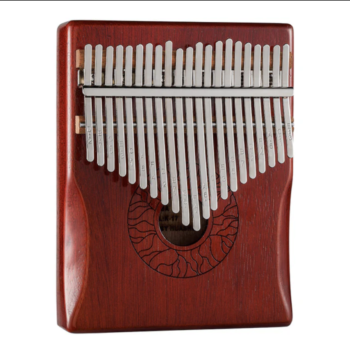 Kalimba Lotus Çiçeği Desen Maun Kırmızı 21 Notalı Avuç Dayanaklı