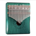 Kalimba Lotus Çiçeği Desen Maun Mavi 21 Notalı Avuç Dayanaklı