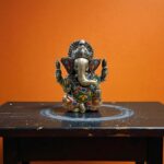 Ganesha Heykeli Pirinç Alaşım & Taş Bezeli 11,5cm