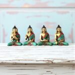 Oturan Buddha Taş İşlemeli Mini Heykel Seti