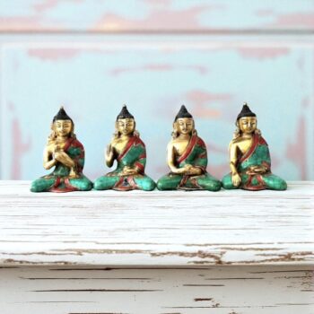 Oturan Buddha Taş İşlemeli Mini Heykel Seti