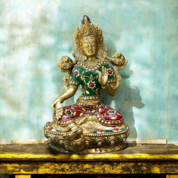 Green Tara Heykeli Pirinç 20.5cm