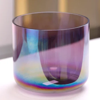 Kozmik Mor Taç Çakra Şeffaf İnce Quartz Kristal Kase 14" (B/Si)